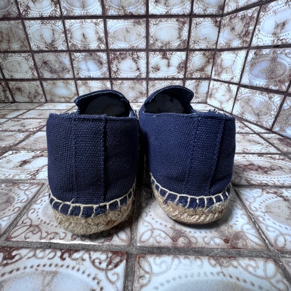 TALBOTS Women's Navy Canvas with Pink FLAMINGO Espadrilles Slip-On Sz 8M - Picture 5 of 7